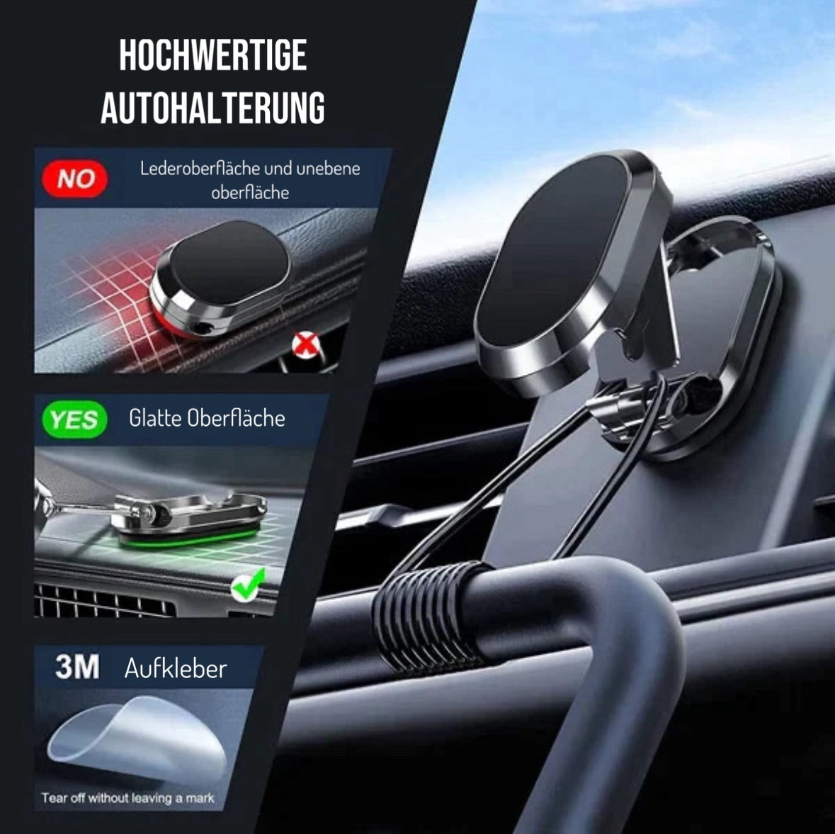 "MagAuto" Magnetisch klappbarer Handyhalter für das Auto